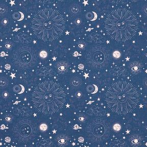 Decor Fabric Half Panama Celestial Bodies – navy blue, 