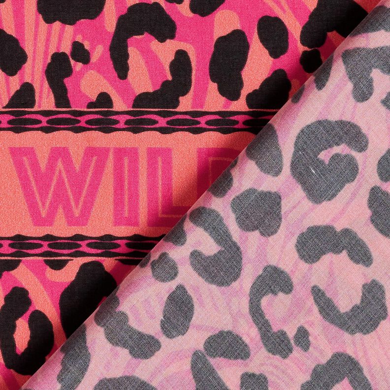 Viscose Voile Leo and flowers border design Panel – pink/orange, image number 5