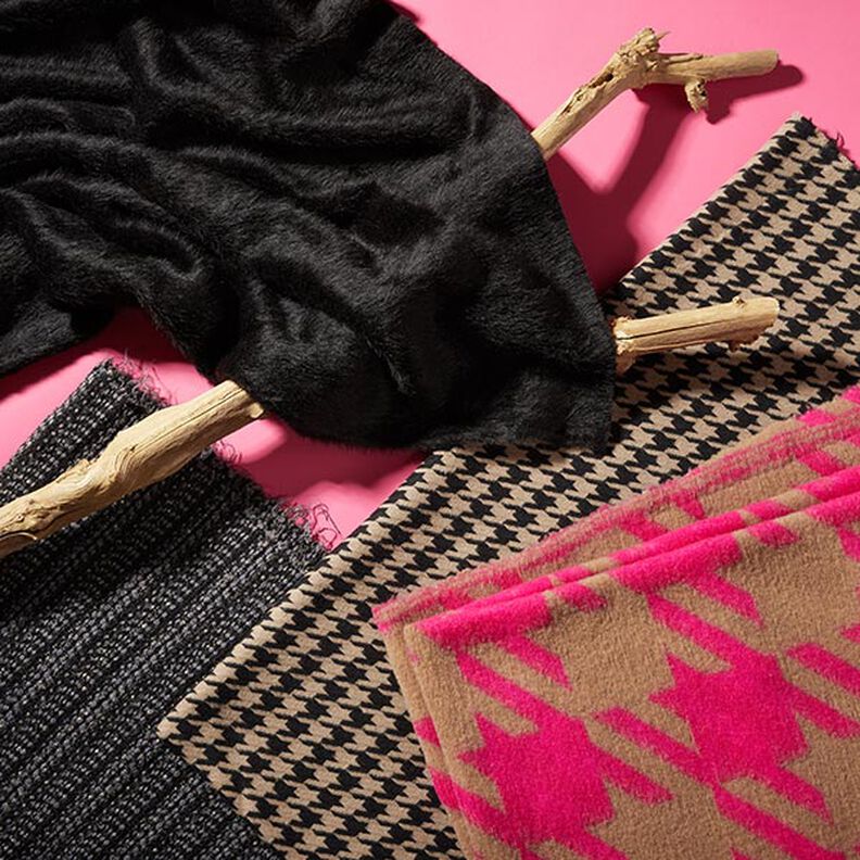 Plain Fluffy Coating Fabric – black, image number 5