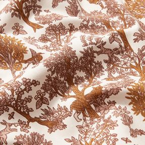 Decor Fabric Half Panama animals in the wood – white/caramel, 