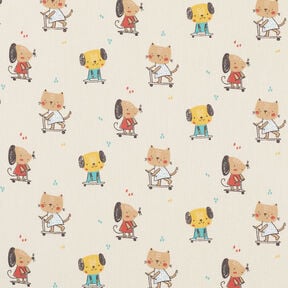 Cotton Poplin Cat and dog riding scooter – natural, 