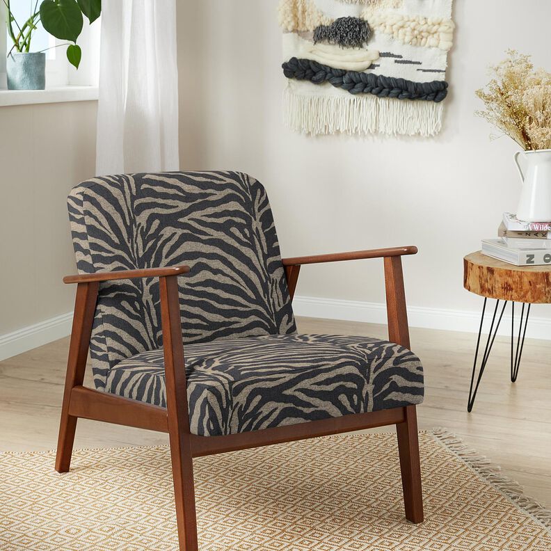 Upholstery Fabric Jacquard Zebra – khaki/black, image number 7