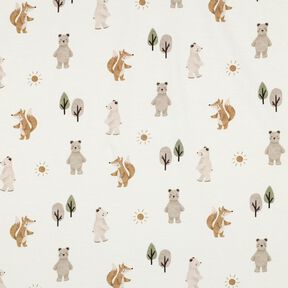 Cotton Jersey animals in the wood Digital Print | Poppy Fabrics – ivory/anemone, 