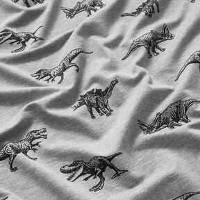 French Terry Dinosaurs – silver/black, 