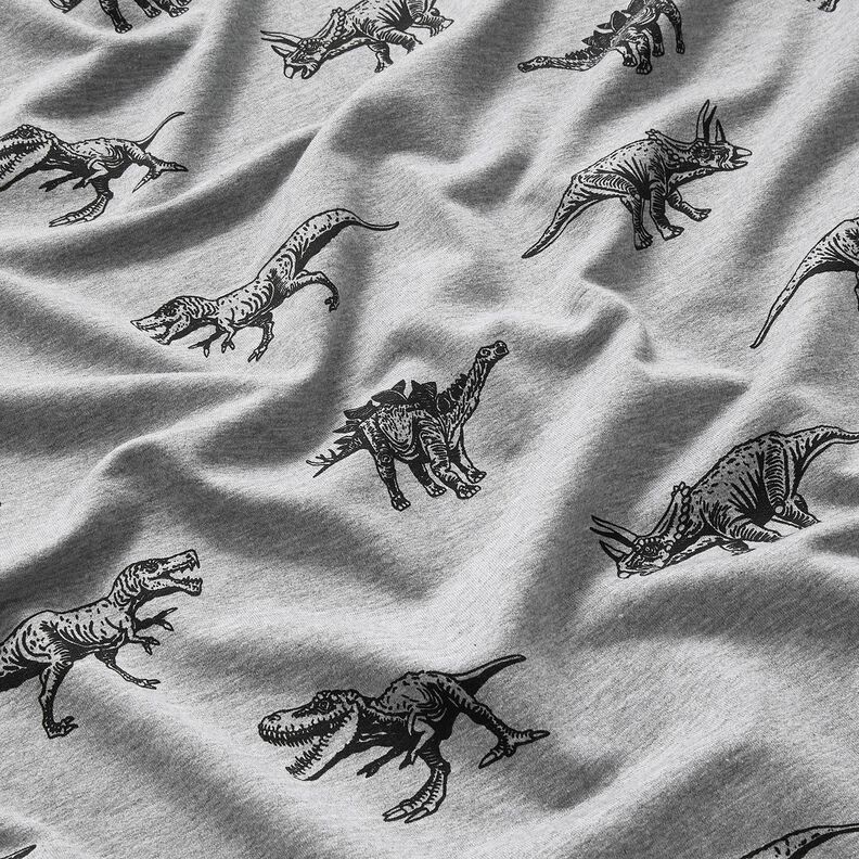 French Terry Dinosaurs – silver/black,  image number 2