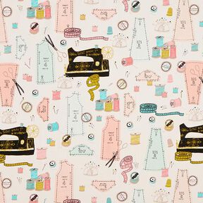 Decor Fabric Half Panama Sewing machine – light beige/salmon, 