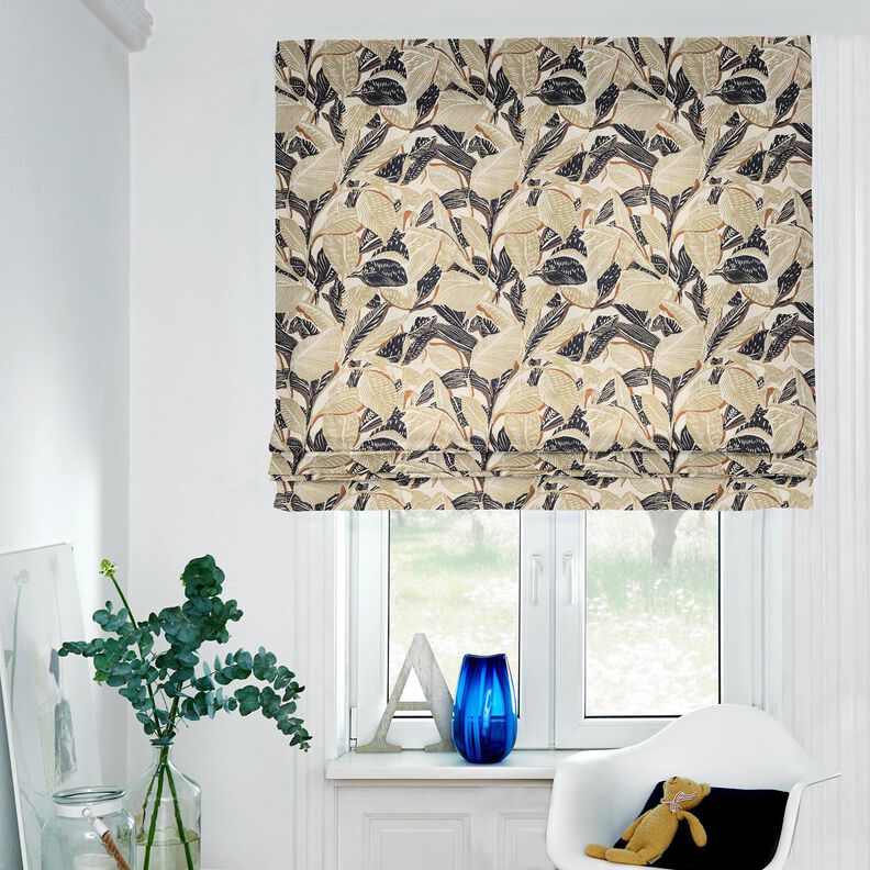 Decor Fabric Half Panama intertwined leaves – natural/light khaki, image number 7