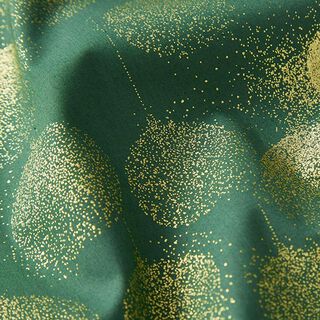 Cotton poplin fabric, gold-dust Christmas baubles – fir green/gold, 