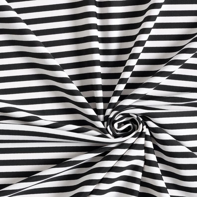 Swimsuit fabric narrow stripes – black/white,  image number 3