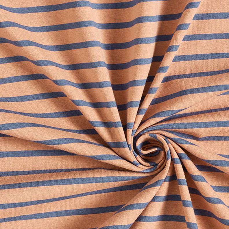 Narrow & Wide Stripes Cotton Jersey – copper/denim blue,  image number 3