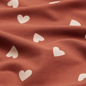 French terry Scattered Hearts &ndash; dark red, 