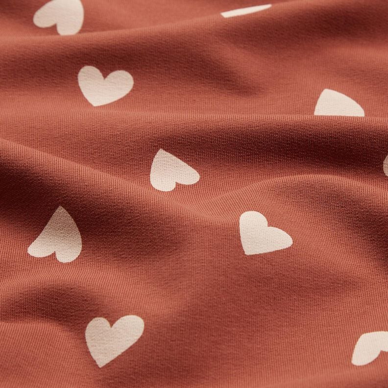 French Terry Scattered Hearts &ndash; dark red,  image number 2