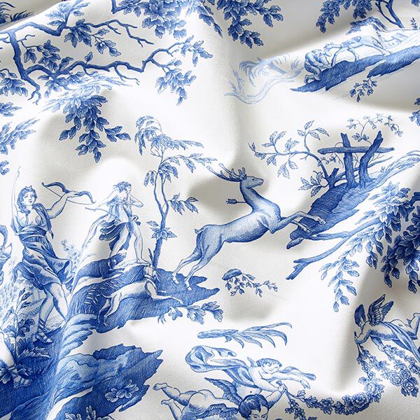 Decor Fabric Canvas antique 280 cm – royal blue/white,  image number 2
