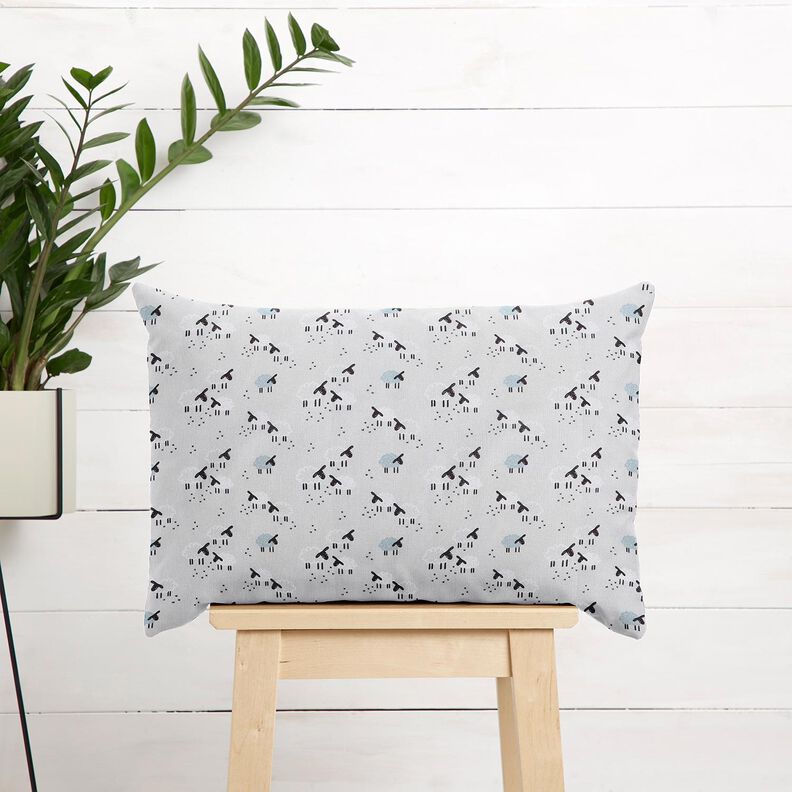 Cotton Poplin Sheep in the meadow – light grey,  image number 7