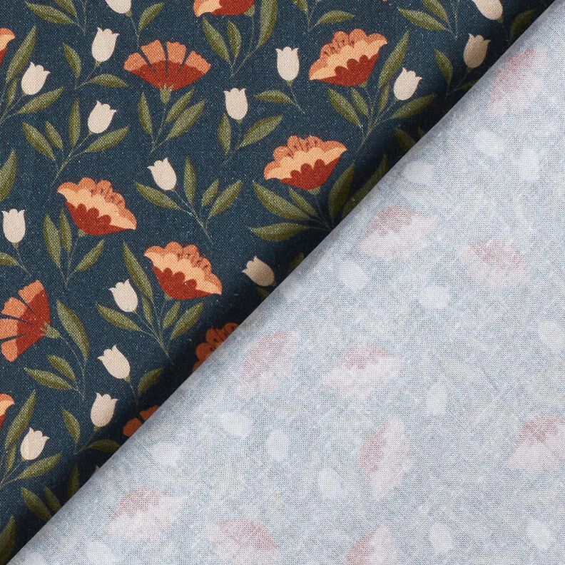 Cotton Poplin delicate flowers – blue-black/terracotta, image number 4