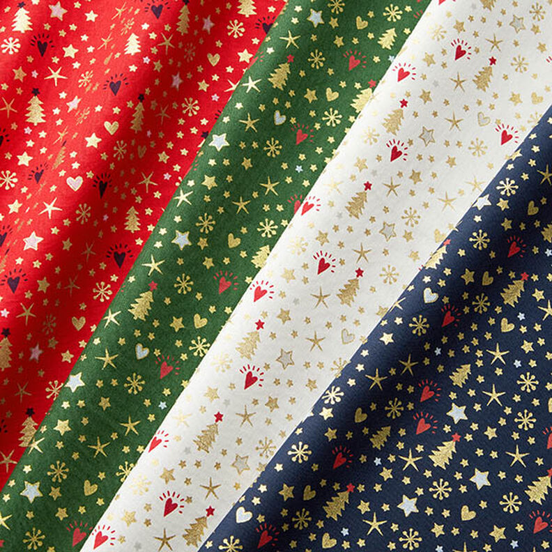 Cotton Poplin Hearts and Stars – offwhite/gold,  image number 5