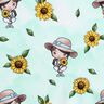 Cotton Jersey Sunflower Girl | Glitzerpüppi – ice blue/sunglow,  thumbnail number 1