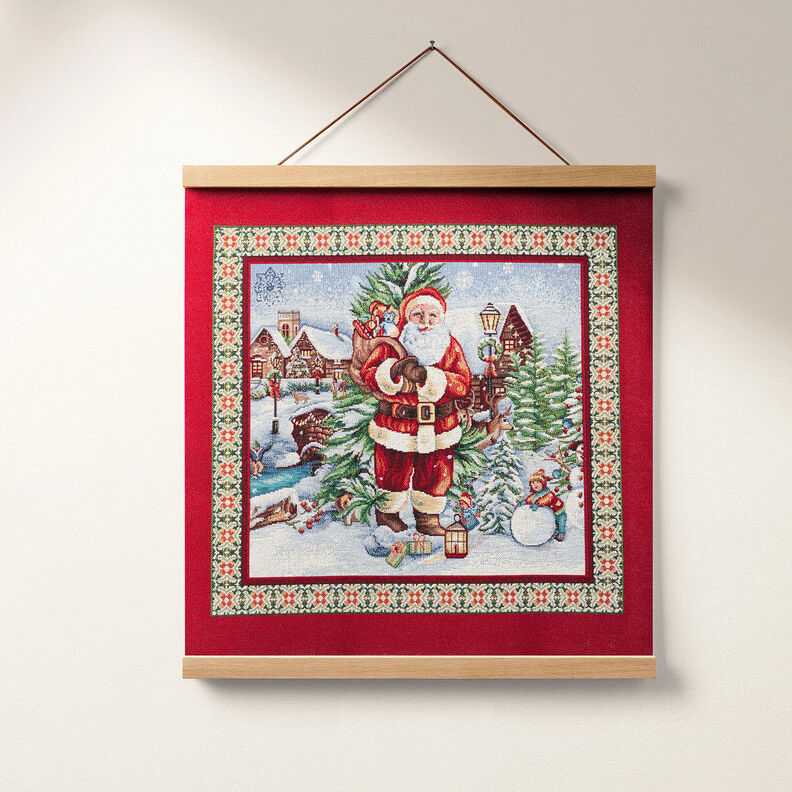 Panel Tapestry Fabric Christmas visit – carmine,  image number 6