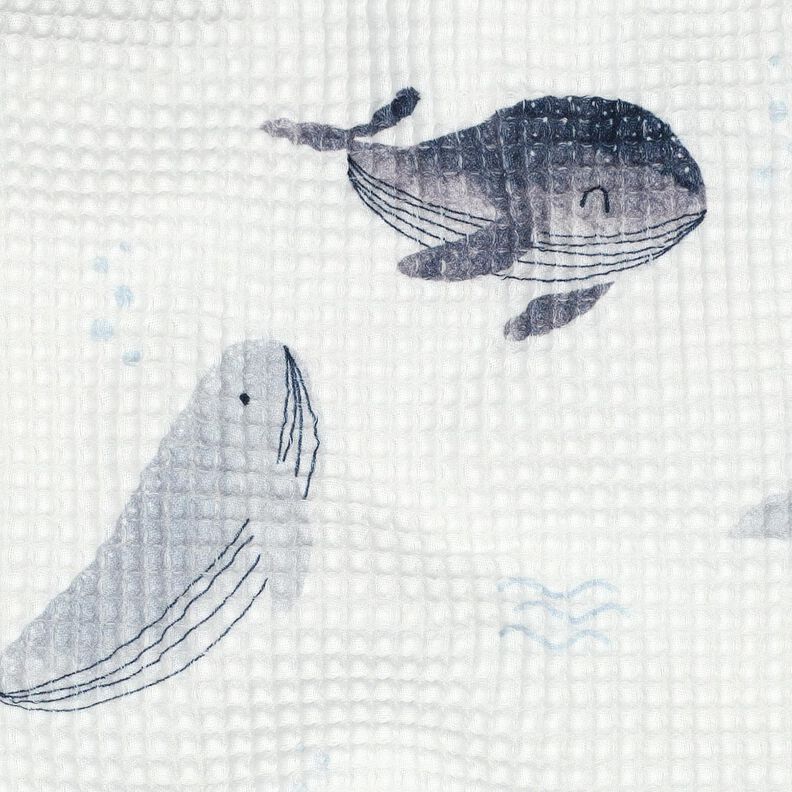 Waffle Piqué Whales Digital Print | Poppy Fabrics – ivory/blue grey,  image number 2
