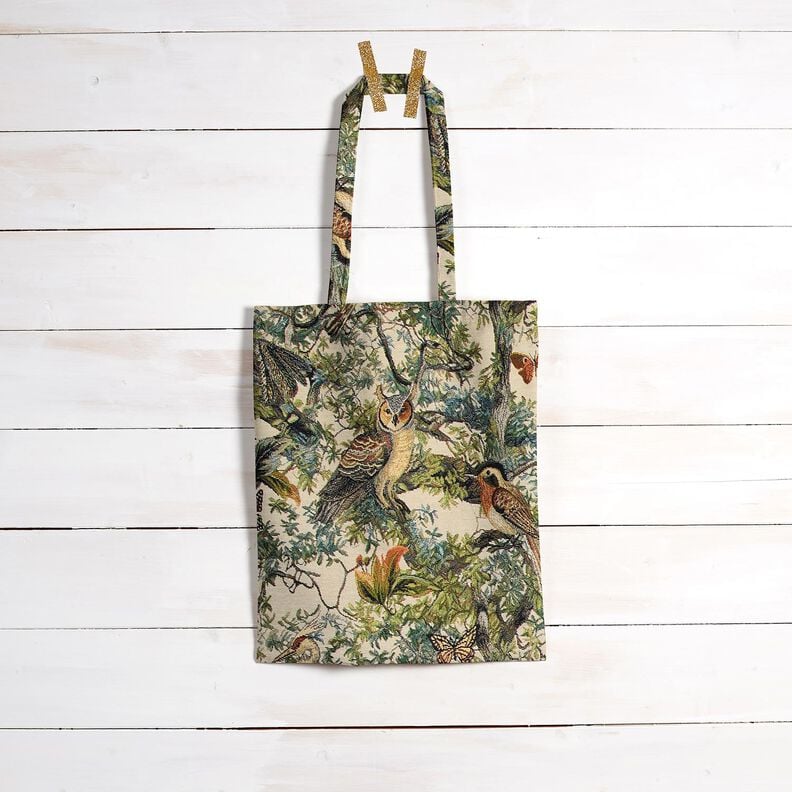 Decor Fabric Tapestry Fabric artistic birds – light beige/pine,  image number 6