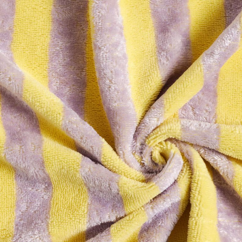 Towelling Fabric Bamboo Block Stripes – yellow/mauve, image number 4