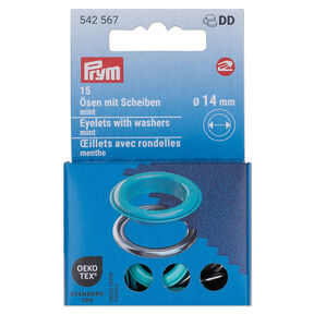 Eyelets with washers [15 pieces | Ø 14 mm] | Prym – mint/metallic silver, 