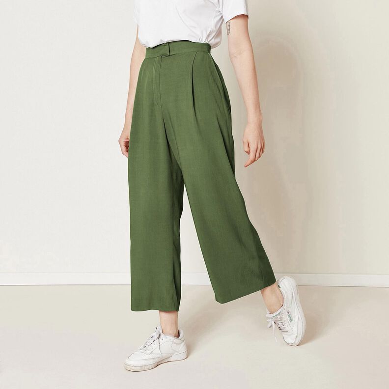 Linen fabric Ramie mix medium – fir green, image number 8