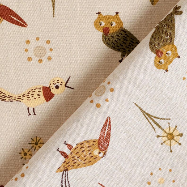 Cotton Poplin birds in the meadow – natural, image number 4