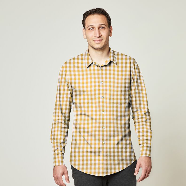 Cotton Vichy check 1 cm – mustard/white,  image number 8