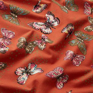Cotton Jersey Butterflies – terracotta, 