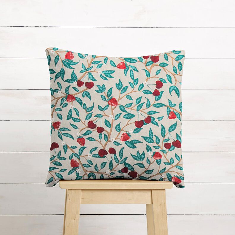 Decor Fabric Half Panama sweet fruits – natural/petrol,  image number 8