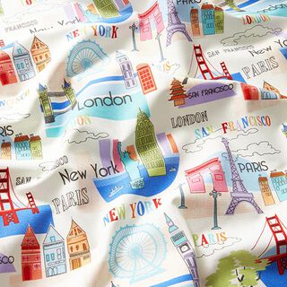 Decor Fabric Half Panama Metropolises – white, 