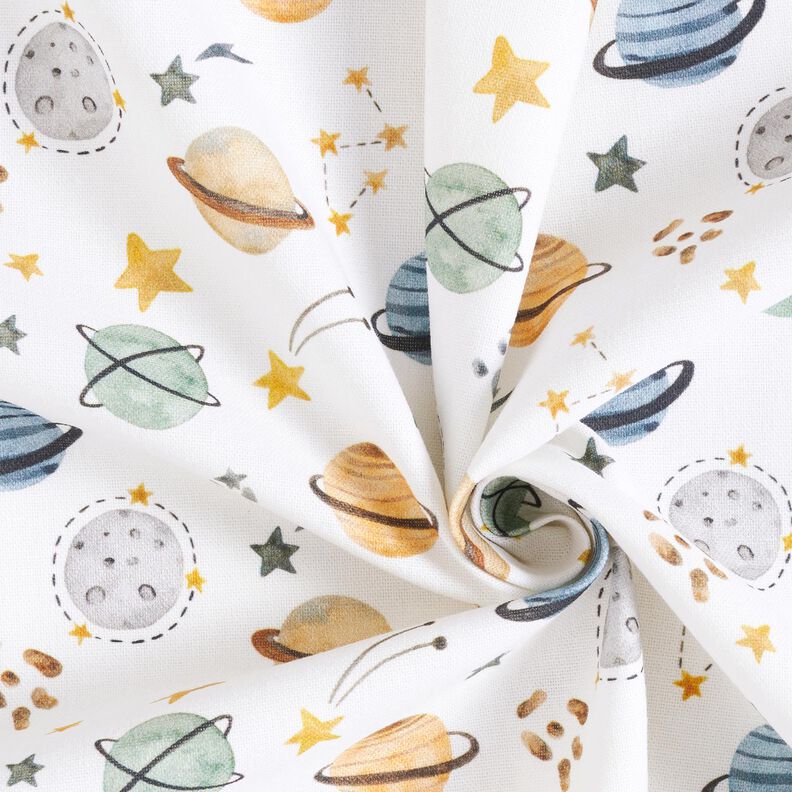 Decor Fabric Half Panama Planets – white,  image number 3