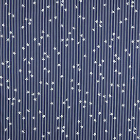Cotton Poplin stripes & stars – navy blue/white, 