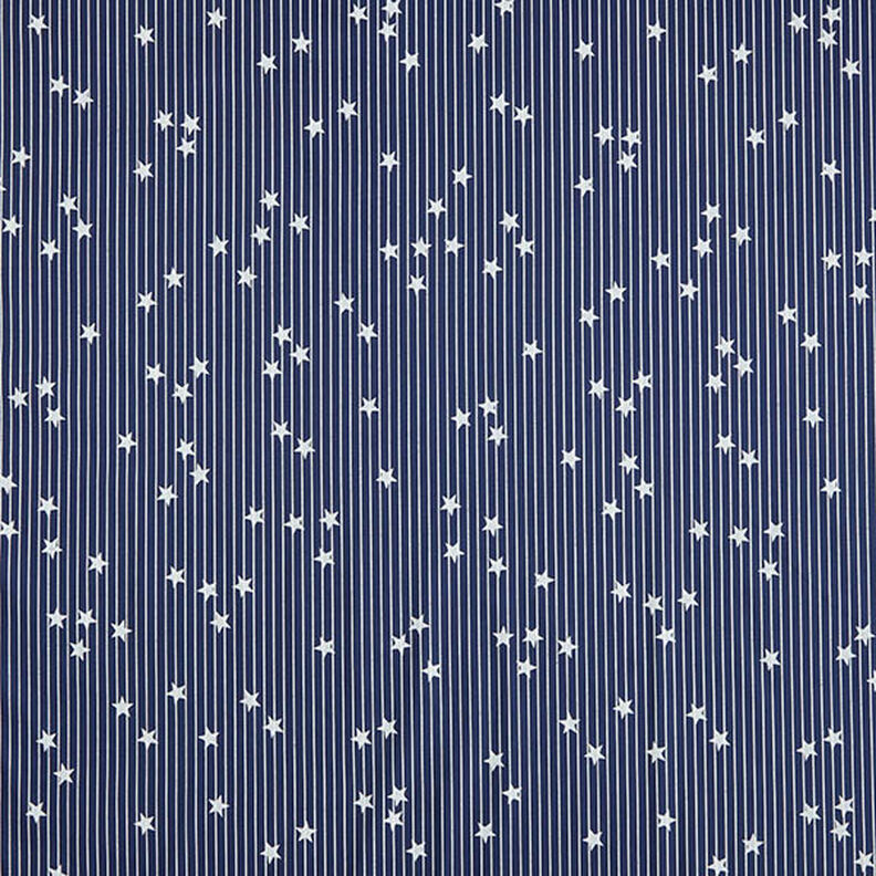 Cotton Poplin stripes & stars – navy blue/white,  image number 1