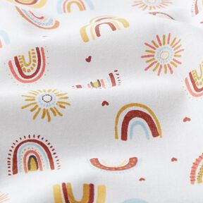 Cotton Cretonne little rainbows – white/mustard, 