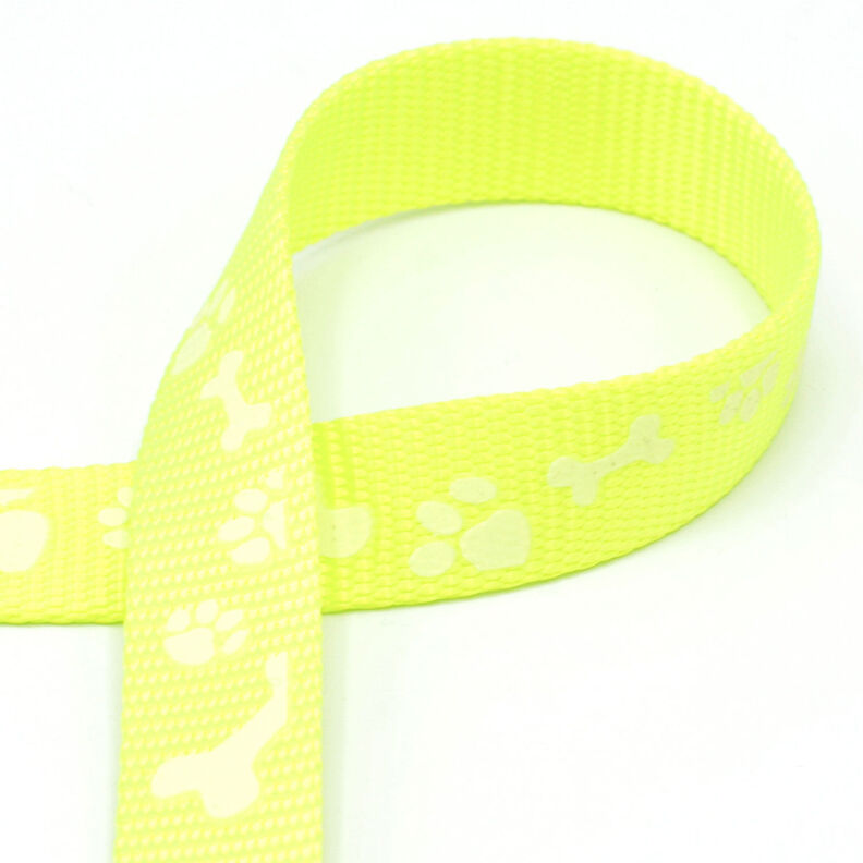 Reflective woven tape Dog leash [20 mm]  – neon yellow,  image number 1