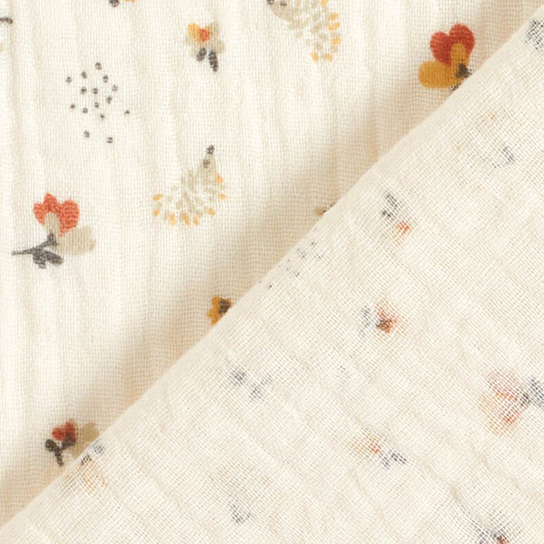 Double Gauze/Muslin flowers and hedgehogs – offwhite,  image number 4