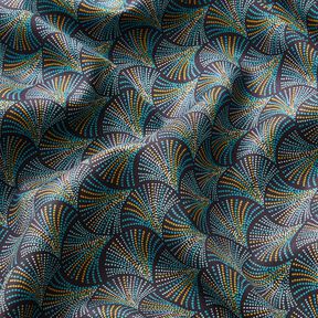 viscose fabric Retro fans – midnight blue/turquoise, 