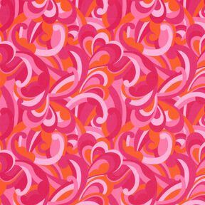 Swimsuit Fabric abstract loops – intense pink/orange, 