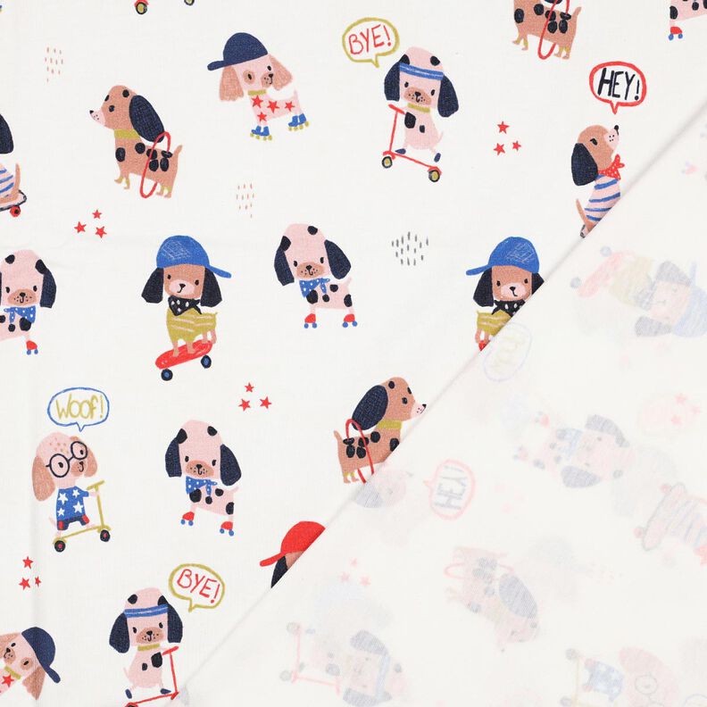 Cotton Jersey skating dog Digital Print | Poppy Fabrics – ivory/rose gold,  image number 4