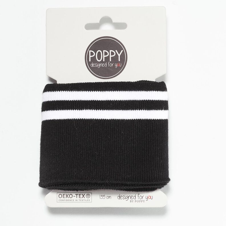 Cuff Knit ribbing Stripes – black/white,  image number 1