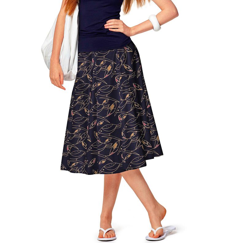 viscose fabric Art Deco Birds – midnight blue/sand, image number 5