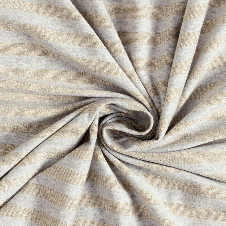 Cotton jersey melange glitter stripes – light grey/metallic gold,  image number 3
