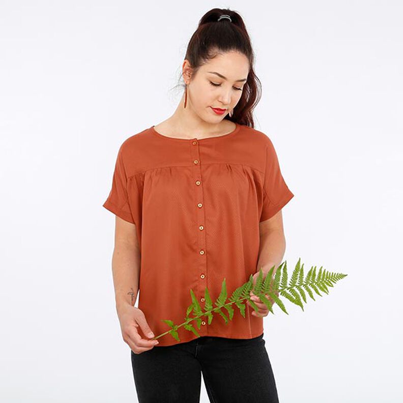 FRAU SUZY - loose short-sleeved blouse with ruffles, Studio Schnittreif  | XS -  XXL,  image number 4