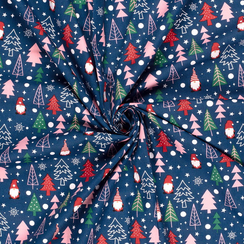 Cotton Poplin Gnomes and fir trees – blue, image number 3