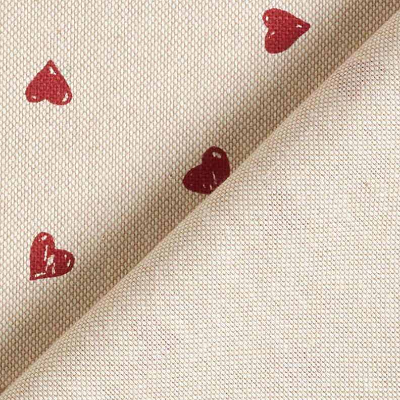 Decor Fabric Half Panama little hearts – carmine/natural,  image number 4