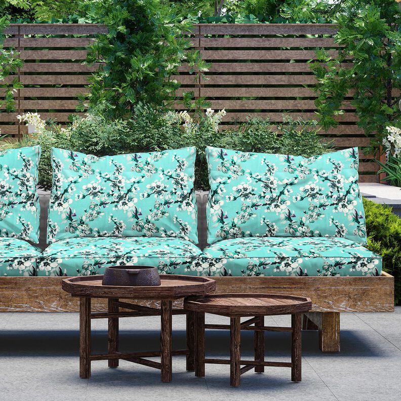 Outdoor Fabric Canvas cherry blossom – aqua blue,  image number 7
