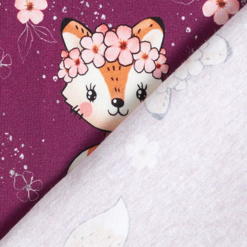 Cotton Jersey Fox with flowers | Glitzerpüppi – grape/peach orange, image number 4
