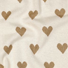 Jacquard Jersey Glitter hearts | Poppy Fabrics – natural/metallic gold, 